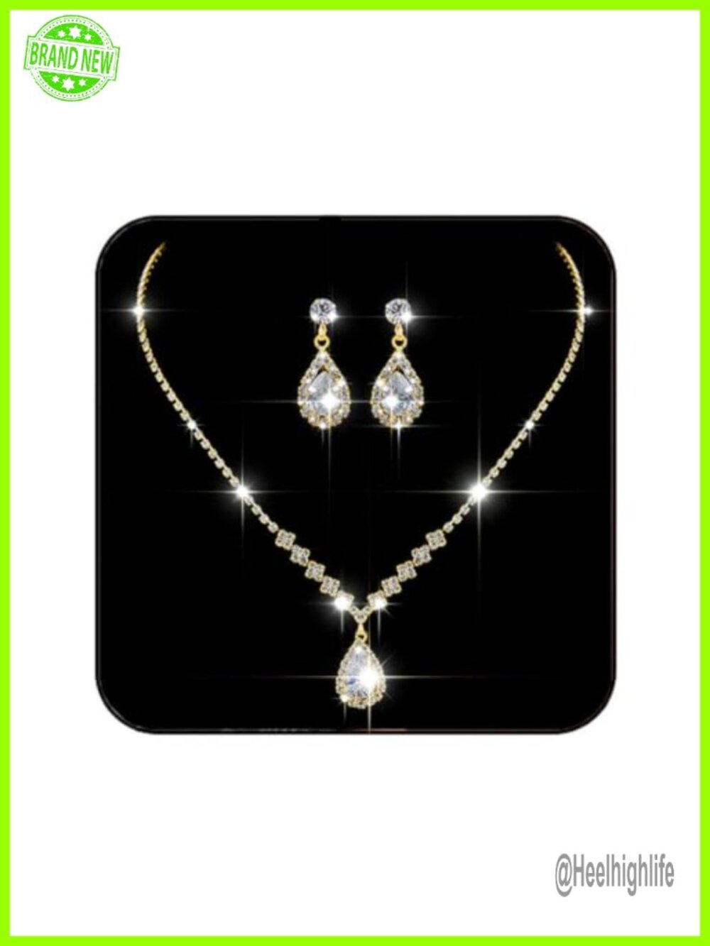 Rhinestone Crystal Bridal Jewelry Set Necklace Earrings Wedding Prom